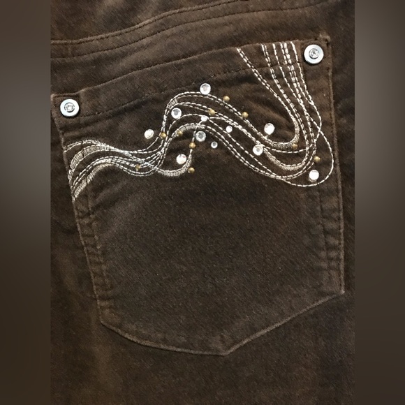 Womens Jessica Sport velour,stretchy Brown with jemstones Pants - Picture 5 of 7